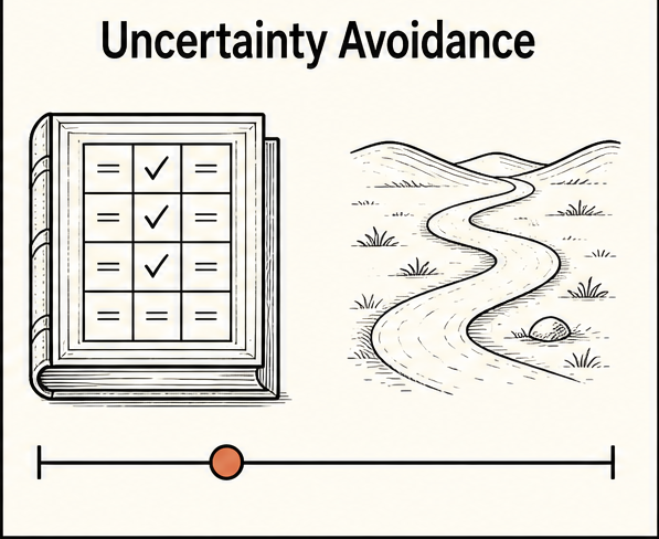 Uncertainty avoidance: a checklist contrasted with a winding path.